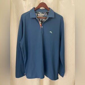 Tommy Bahama Limited Edition 5 O'clock Long-Sleeve Polo Blue Size Large